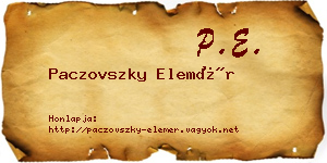Paczovszky Elemér névjegykártya